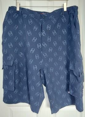 Vintage Veezo Wear Y2K Monogram Cargo Shorts Navy Blue Mens Size 2XL Streetwear